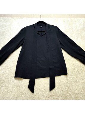 Shein Lavallière Bow Tie-Neck Long Sleeve Blouse V-Neck Tie Detail Small US 4